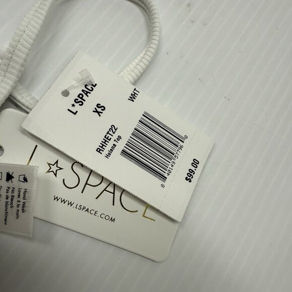 L* Space White Ribbed Triangle Siren Swimsuit Bikini Top Size x-Small NEW - Picture 7 of 9